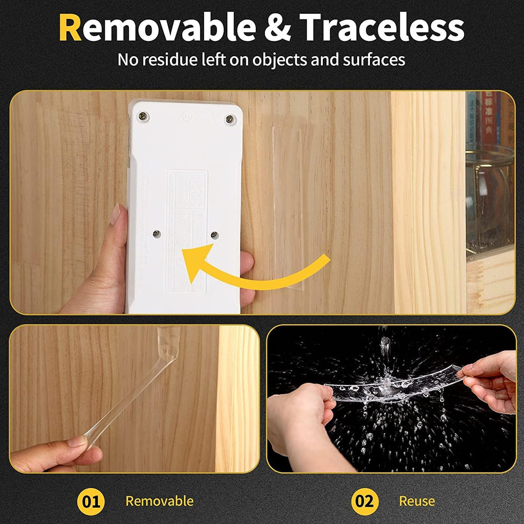 Double Sided Adhesive Tape Heavy Duty, Double Stick Mounting (2 Rolls, Total 20FT), Clear Two Sided Wall Tape Strips, Removable Poster Tape for Home, Office, Car, Outdoor Use