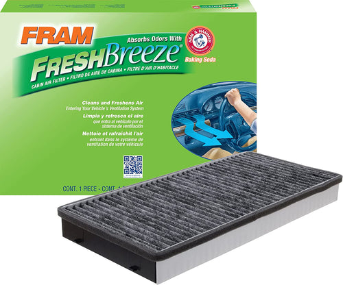 Fresh Breeze Cabin Air Filter Replacement for Car Passenger Compartment W/ Arm and Hammer Baking Soda, Easy Install, CF11919 for Select Porsche Vehicles , White