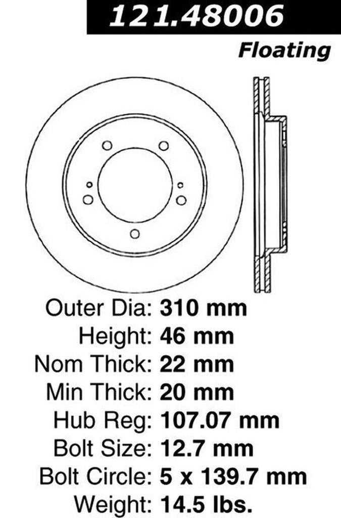 Centric Front Disc Brake Rotor for 1996-1998 Sidekick (121.48006)