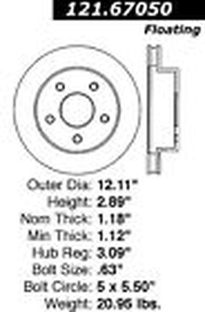 Centric Front Disc Brake Rotor for 00-01 Dodge Ram 1500 (121.67050)