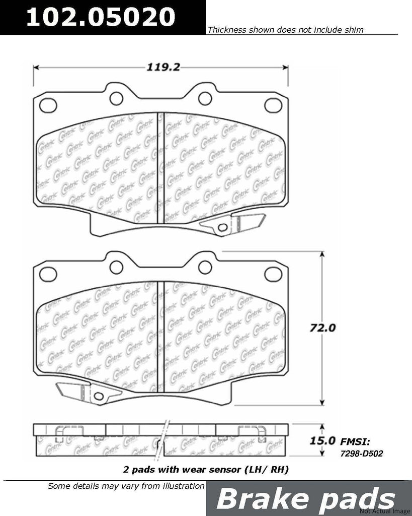 Centric Front Disc Brake Pad for LX450, Land Cruiser (102.05020)