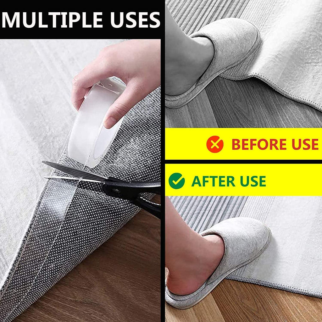 Rvhouse Double Sided Tape Transparent Nano Mounting Tape Removable Tough Sticky Adhesive for Carpet Picture Poster Office Home RV Decoration 1 Pack