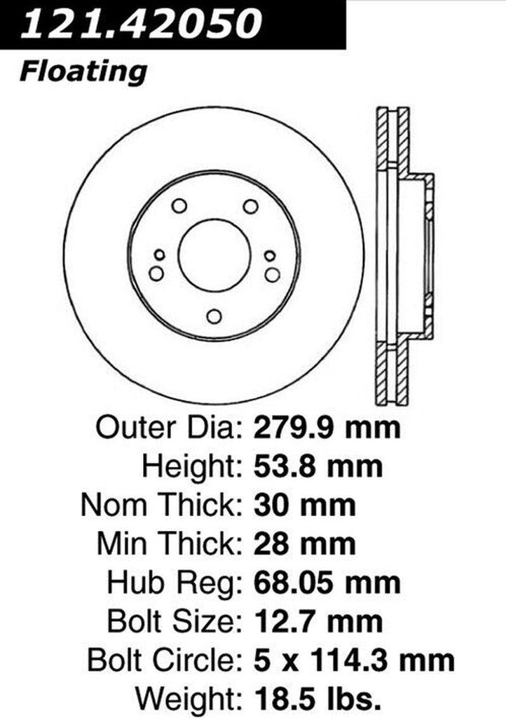 Centric Front Disc Brake Rotor for 1989-1996 300ZX (121.42050)