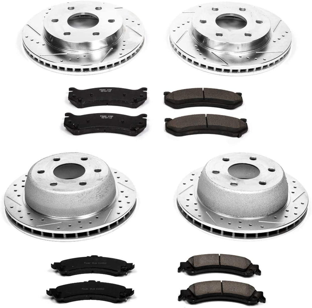 K2015 Front and Rear Z23 Carbon Fiber Brake Pads with Drilled & Slotted Brake Rotors Kit