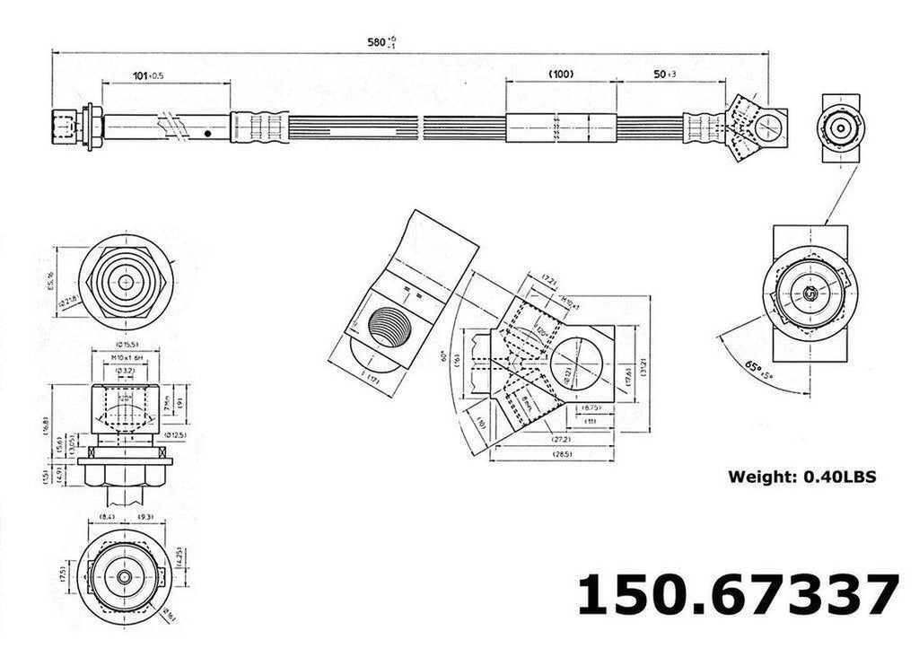 Centric Brake Hydraulic Hose for Dodge 150.67337