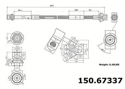 Centric Brake Hydraulic Hose for Dodge 150.67337