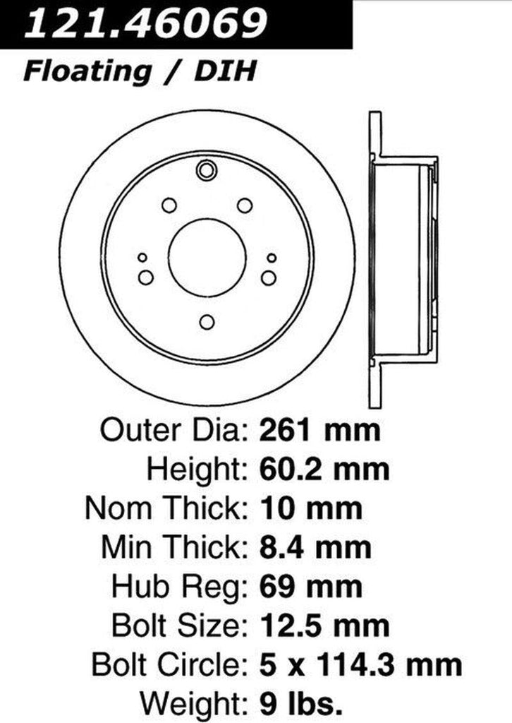 Centric Rear Disc Brake Rotor for Eclipse, Galant (121.46069)