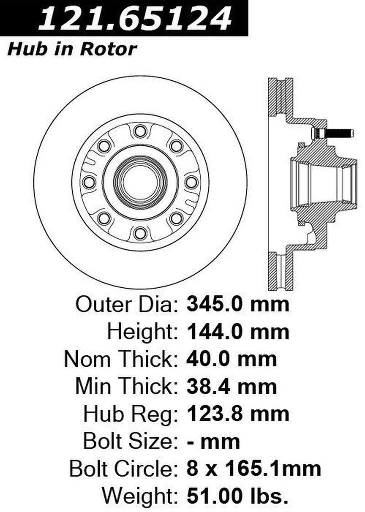 Centric Front Disc Brake Rotor for Ford (121.65124)