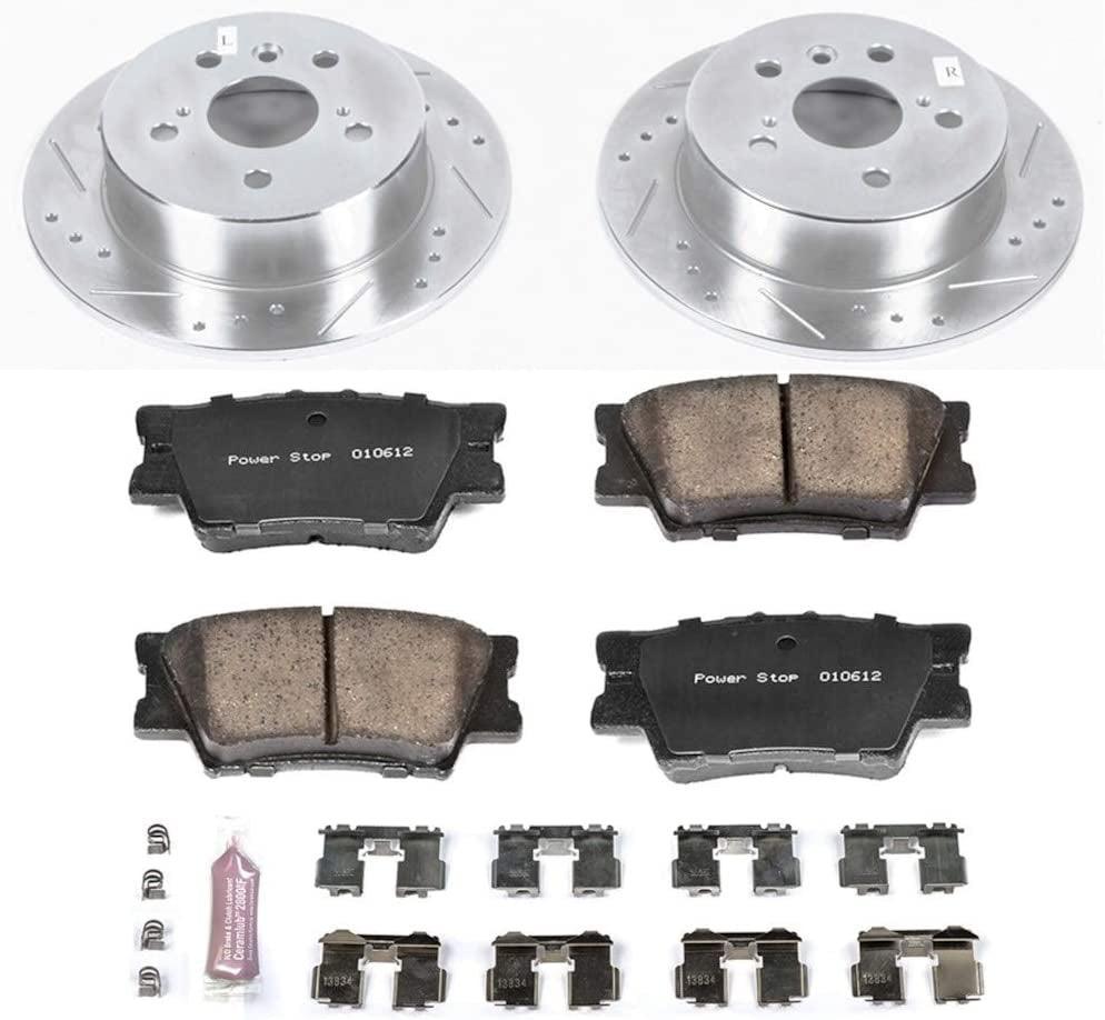 K6520 Rear Z23 Carbon Fiber Brake Pads with Drilled & Slotted Brake Rotors Kit