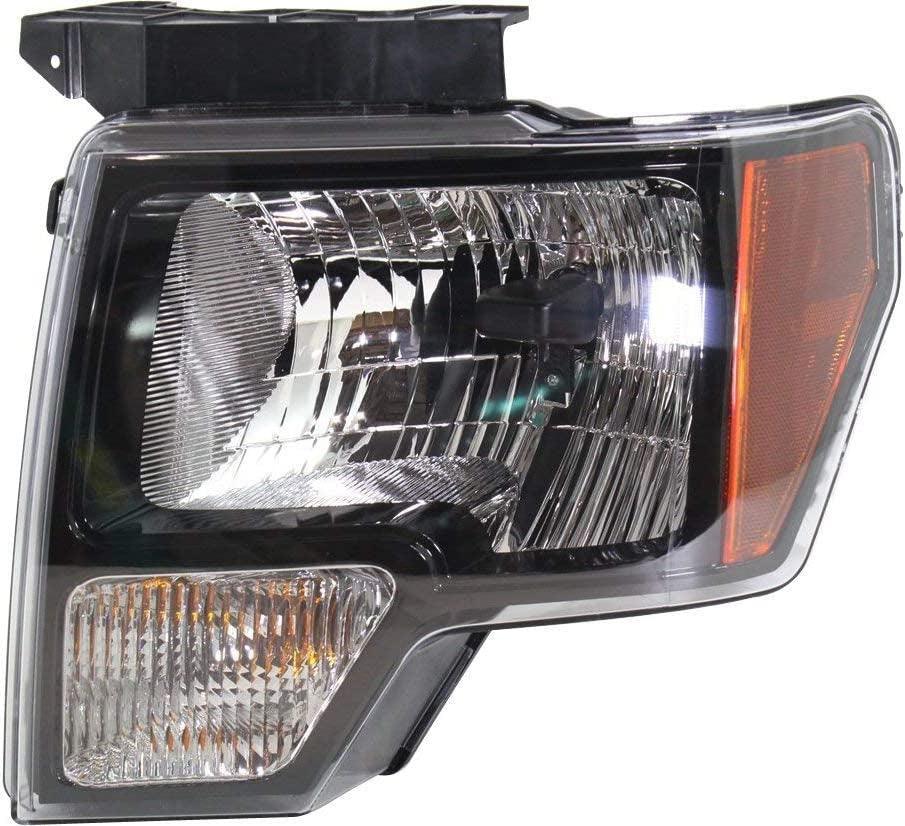 Head Lamp Compatible with 2010-2014 Ford F150 Assembly Halogen Black Trim - CAPA Passenger and Driver Side