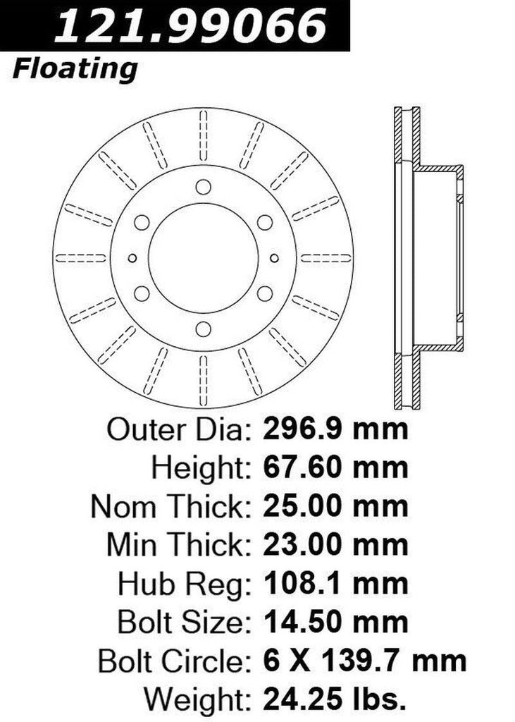 Centric Front Disc Brake Rotor for 10-15 Hilux (121.99066)