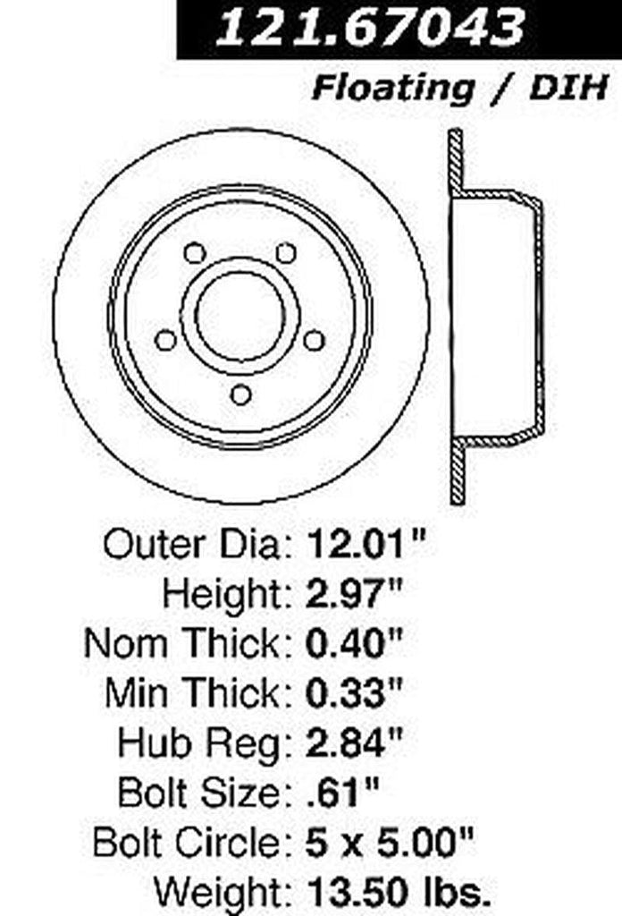 Centric Rear Disc Brake Rotor for 1999-2004 Grand Cherokee (121.67043)