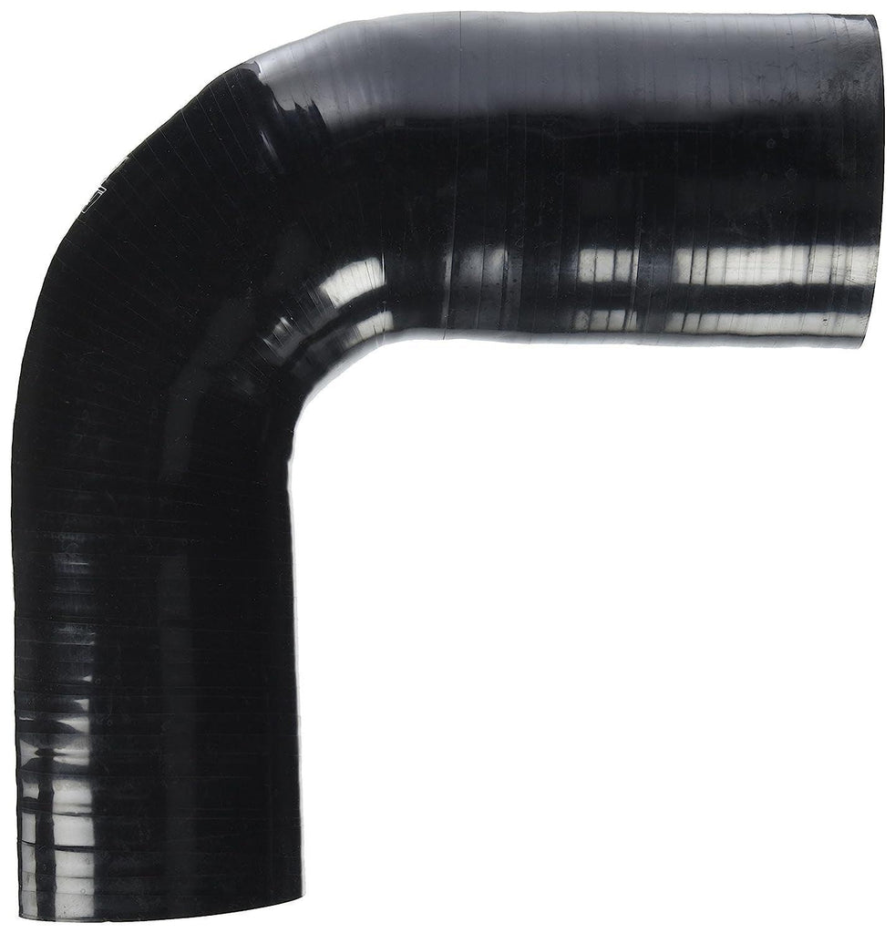 HPS HTSER90-300-350-BLK Silicone High Temperature 4-Ply Reinforced 90 Degree Elbow Reducer Coupler Hose, 30 PSI Maximum Pressure, 4" Leg Length on Each Side, 3" > 3-1/2" ID, Black