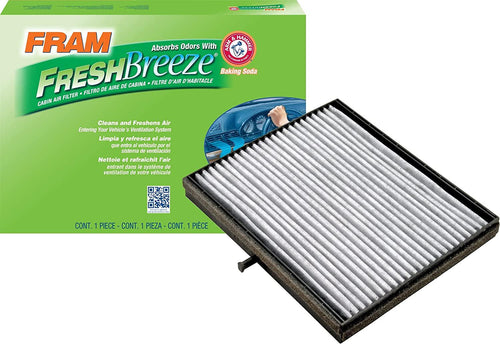 Fresh Breeze Cabin Air Filter Replacement for Car Passenger Compartment W/ Arm and Hammer Baking Soda, Easy Install, CF10557 for Gm/Suzuki Vehicles , White
