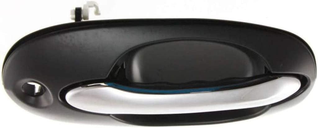 for Kia Sedona Exterior Door Handle Front, Passenger Side Primed Bezel with Chrome Lever (2002-2005) | with Key Hole | Trim: EX | KI1311102 | 0K53A58410AXX