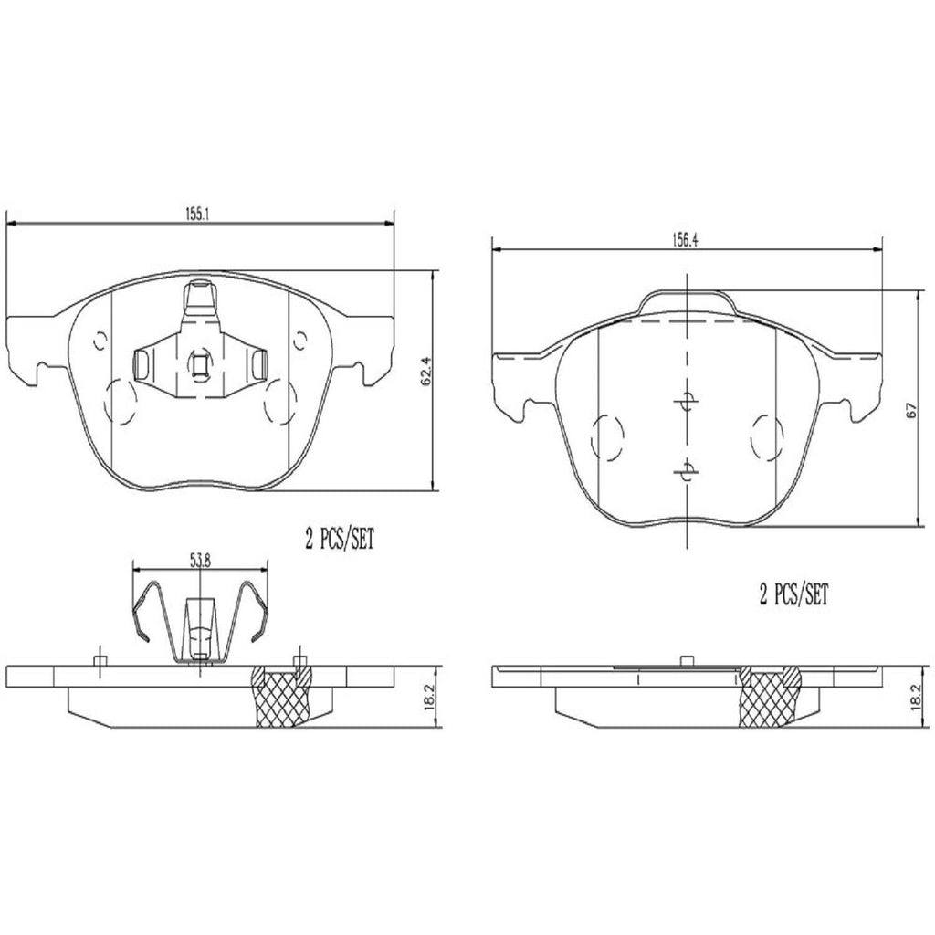 Front Disc Brake Pad Set for Escape, C-Max, Focus, 5, 3, C30, C70+More (P24061N)