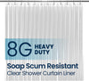 PEVA 8G Bathroom Shower Curtain Liner, 72" W X 72" H, Clear, 8G Heavy Duty Waterproof Shower Curtain Liner