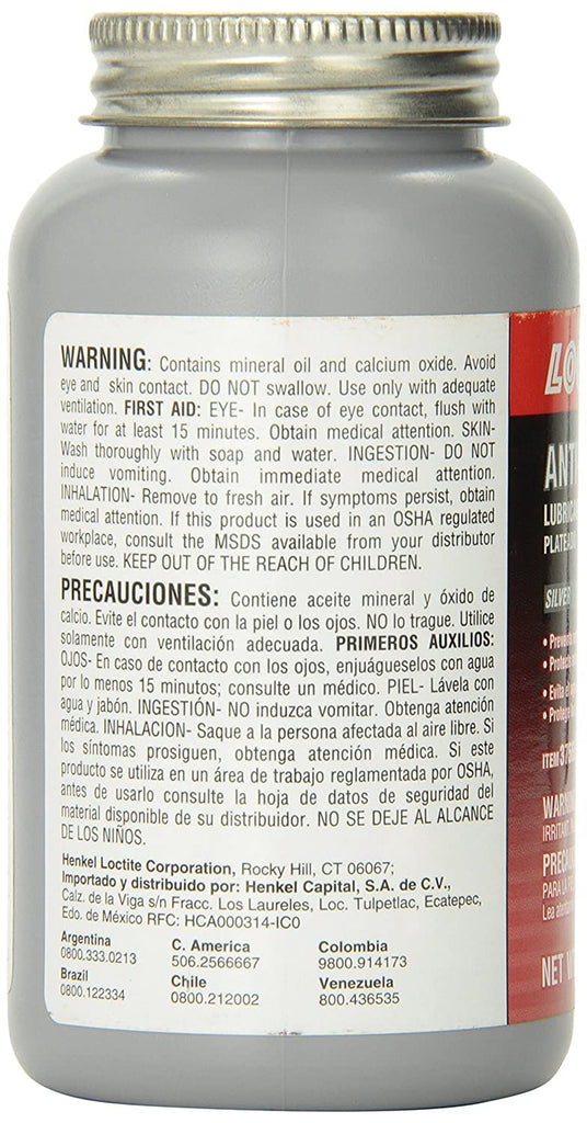 LOCTITE 501000 Silver Anti-Seize Lubricant for Automotive: Heavy-Duty, Temperature Resistant, Petroleum-Based Lubricant Compound | 8 Oz Bottle with Brush Top (PN: 501000)