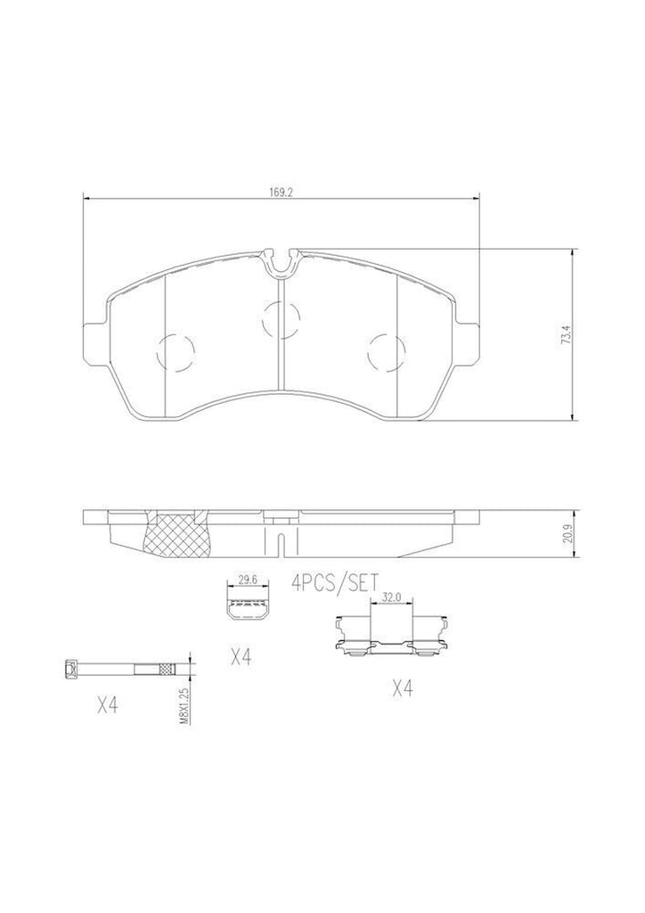 Front Disc Brake Pad Set for Sprinter 1500, Sprinter 2500+More (P50059N)