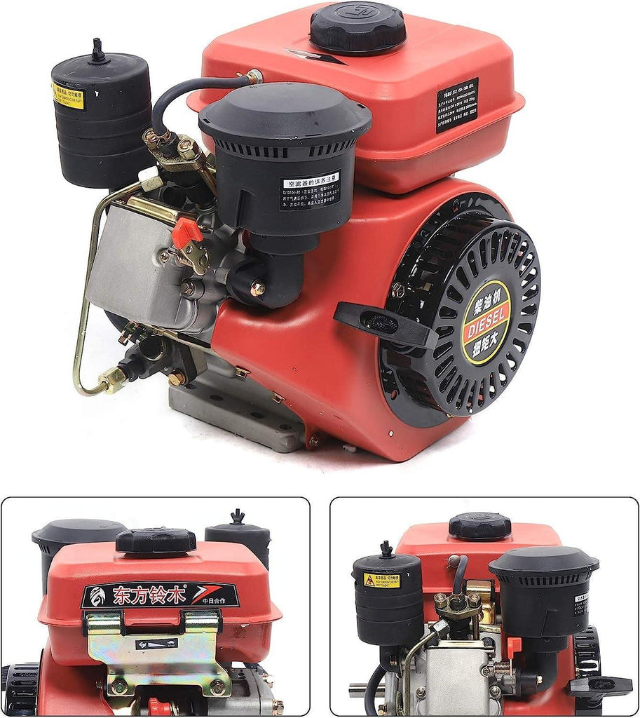 Diesel Engine, 4 Stroke 196CC Engine Air Cooling Single Cylinder Motor Recoil Hand Start 53Mm Shaft Length 3000RPM 2.2KW, 3L Air Cooling Vortex Oil System