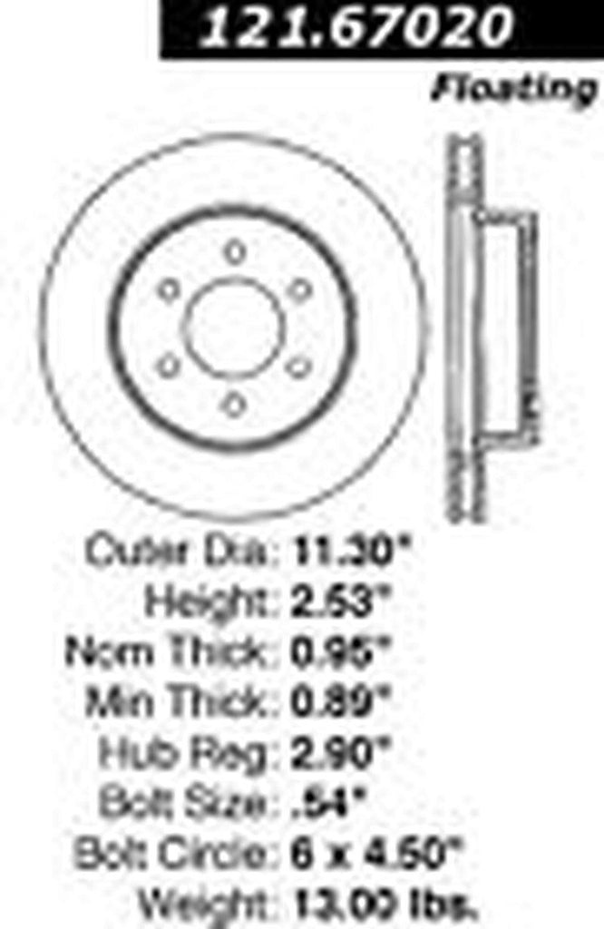 Centric Front Disc Brake Rotor for 1991-1996 Dakota (121.67020)
