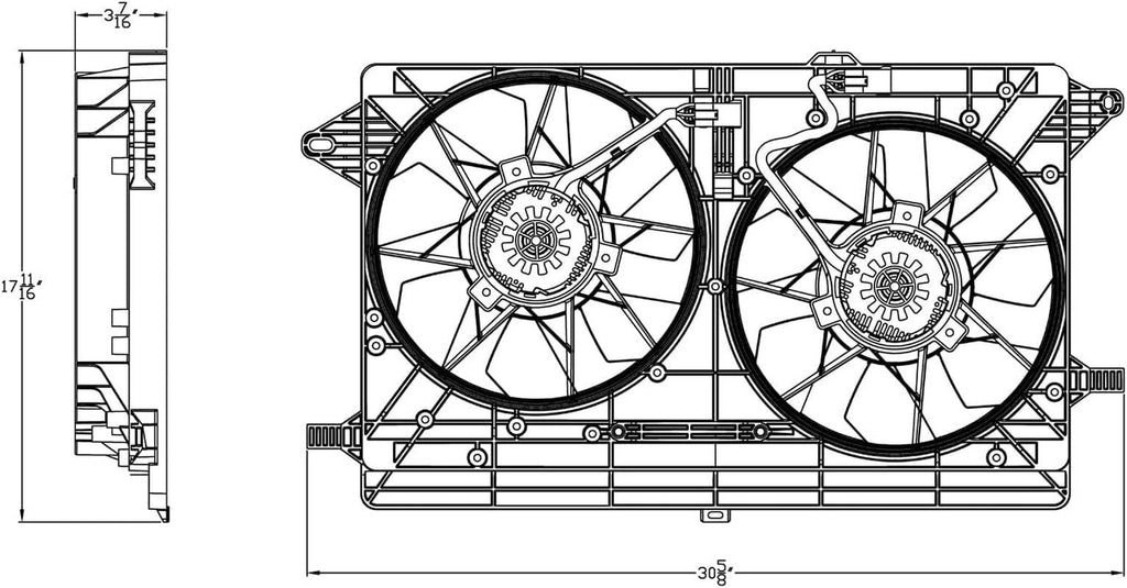 623170 Compatible with CHEVROLET Volt Replacement Dual Radiator and Condenser Fan Assembly