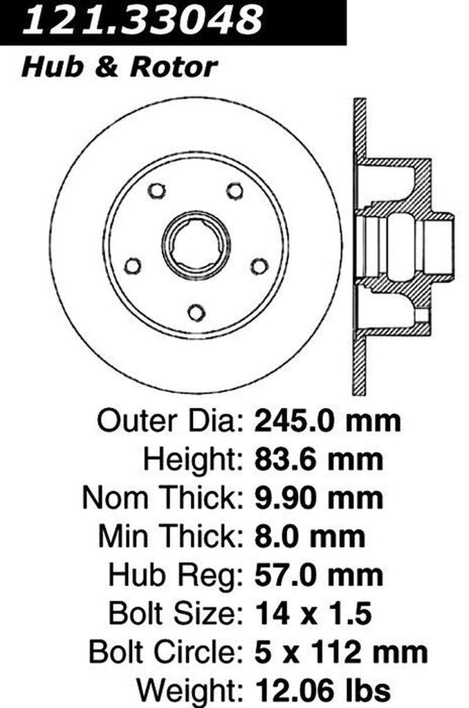 Centric Rear Disc Brake Rotor for 1996-2001 A4 (121.33048)