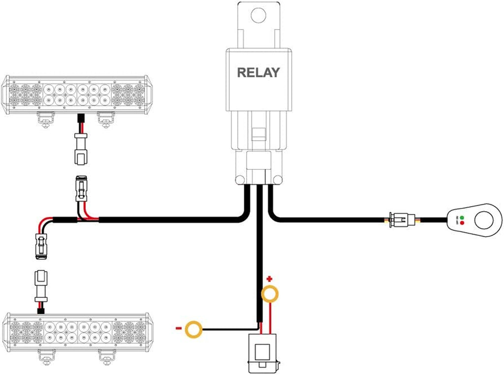Nilight - 10016W 16AWG DT Connector Wiring Harness Kit LED Light Bar 12V on off Switch Power Relay Blade Fuse for off Road Lights LED Work Light-2 Leads,2 Years Warranty