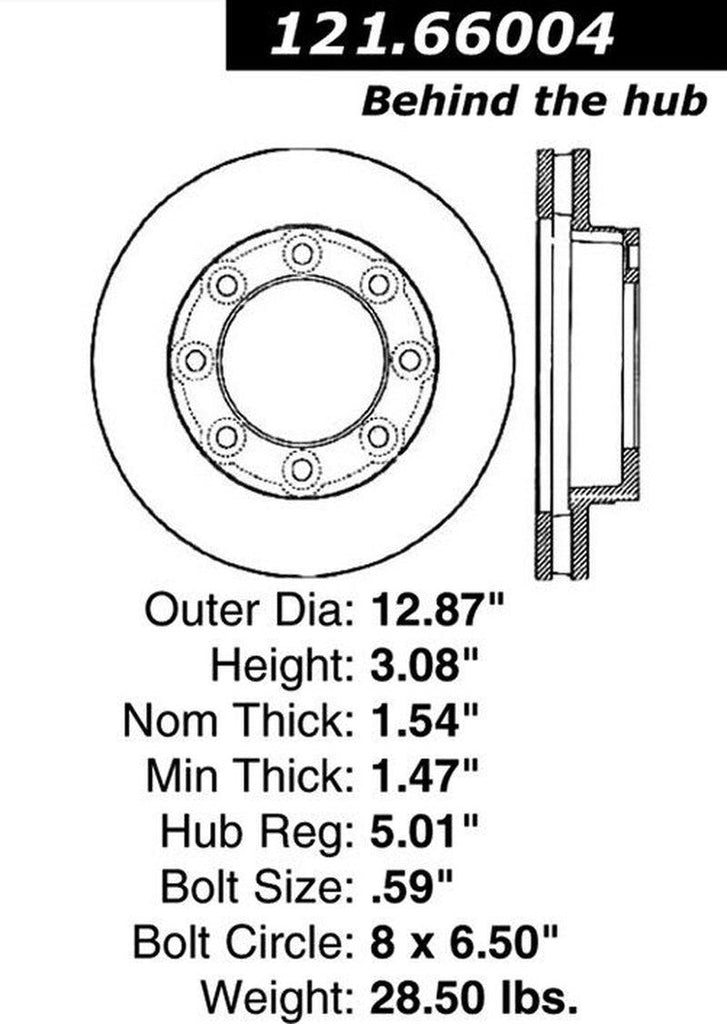 Centric Front Disc Brake Rotor for K3500, W350, V3500, V30, K30, K35 (121.66004)