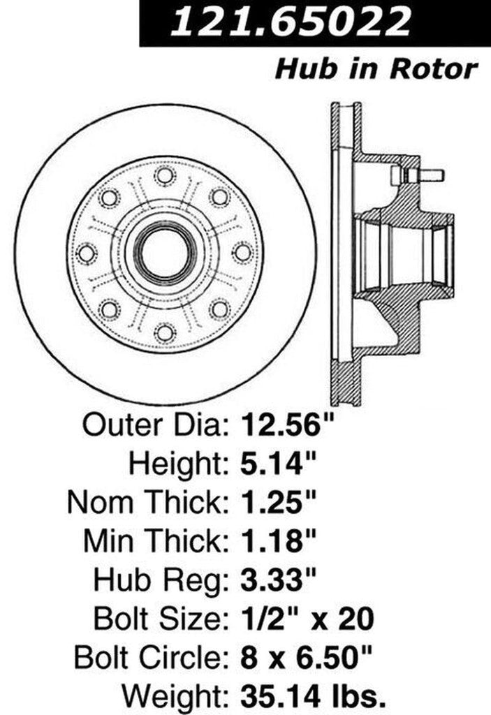 Centric Front Disc Brake Rotor for Ford (121.65022)
