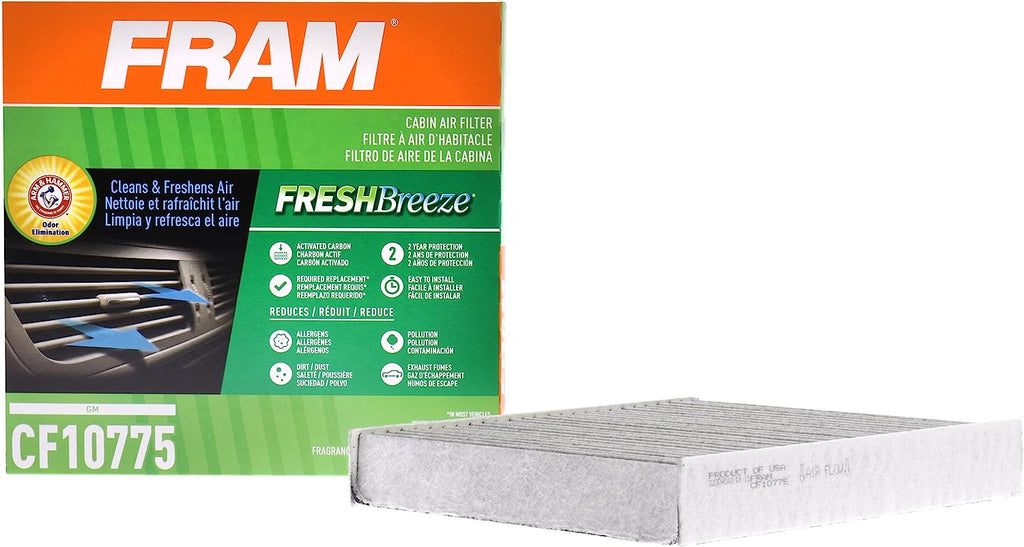 Fresh Breeze Cabin Air Filter Replacement for Car Passenger Compartment W/ Arm and Hammer Baking Soda, Easy Install, CF10775 for GM Vehicles