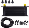 16 Row AN10-10AN Stacked Plate Oil Cooler Bundle with 6AN 3/8" 10FT CPE Fuel Line Hose Fitting Kit Braided Nylon Stainless Steel