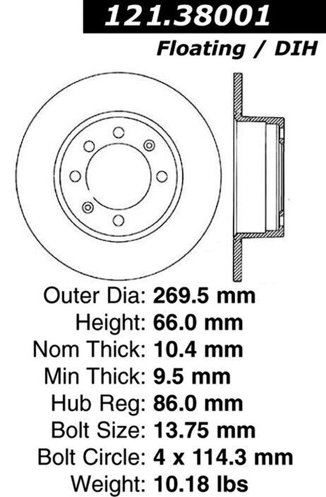 Centric Front Disc Brake Rotor for 900, 99 (121.38001)