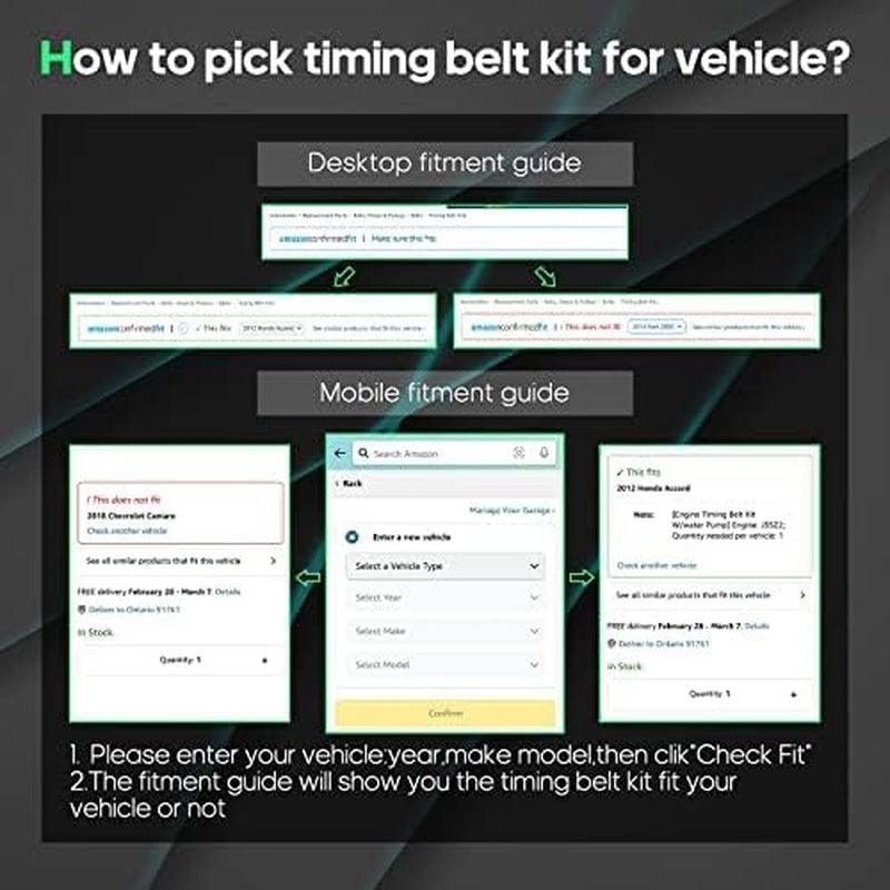 PP265LK2 WP265K4A CK265LK2 TB265LK2 AWK1248 Engine Timing Belt Kit Fits for 03-10 for Chrysler PT Cruiser 03-06 for Chrysler Sebring