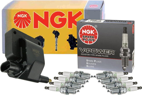 NGK HEI Ignition Coil & 8 Vpower Spark Plugs Kit for B2500 B3500 Dakota Ram 1500