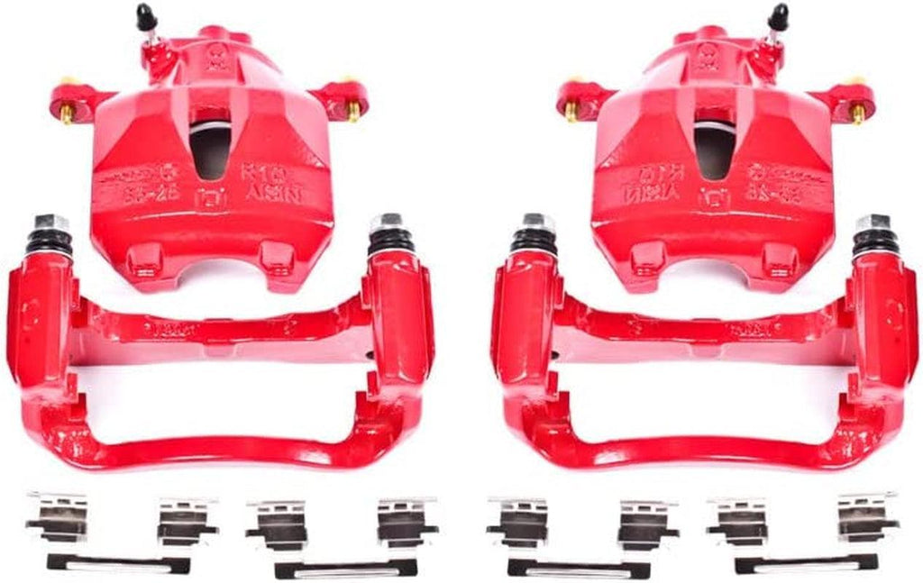 Front S2714 Pair of High-Temp Red Powder Coated Calipers