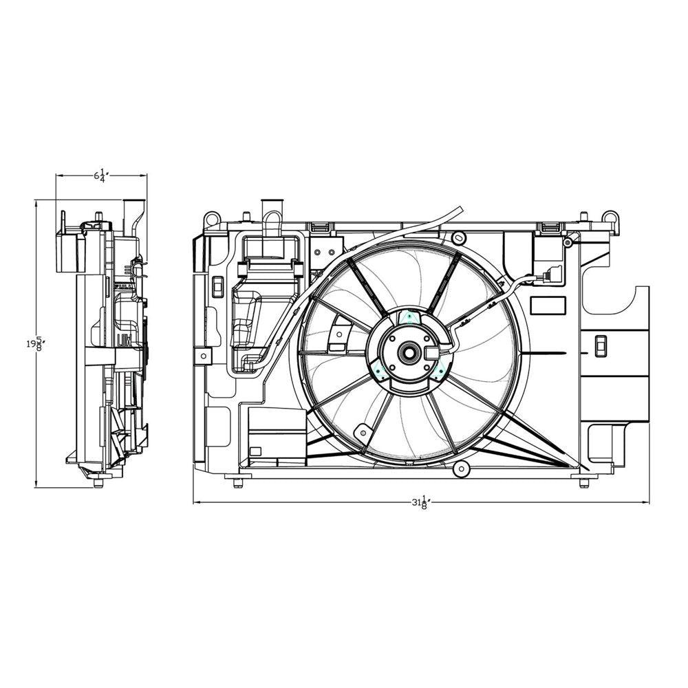 623150 for Toyota Prius C Dual Radiator and Condenser Fan Assembly