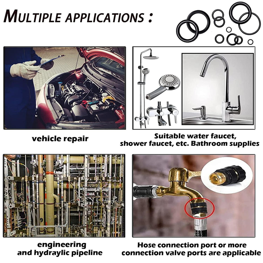 TWCC 32 Size 1440 Pcs O Rings Assortment Kits Metric Nitrile NBR Rubber Washer with Pick and Hook Set for Car Faucet Pressure Plumbing Repair,Air or Gas Sealing Connections,Od 4Mm-50Mm
