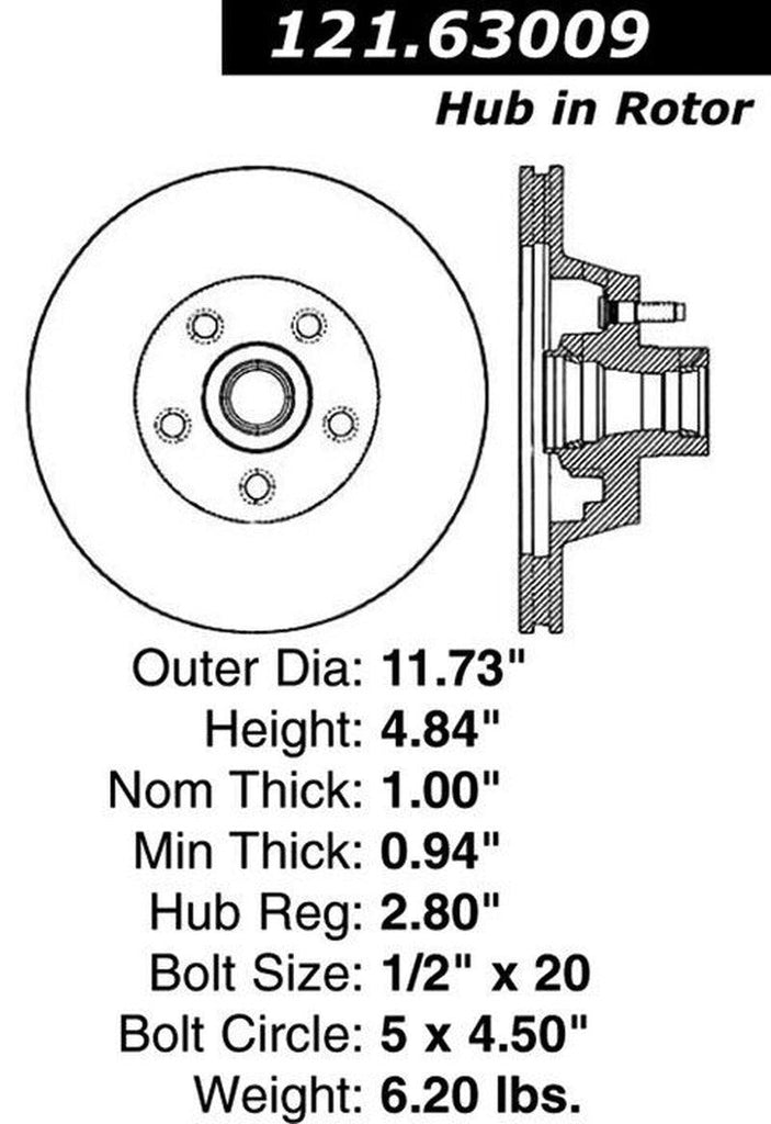 Front Disc Brake Rotor for New Yorker, Newport, St. Regis+More (121.63009)
