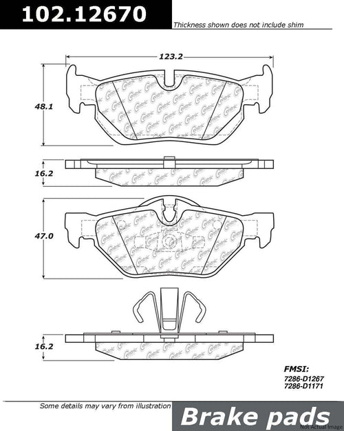 Centric Rear Disc Brake Pad for BMW (102.12670)