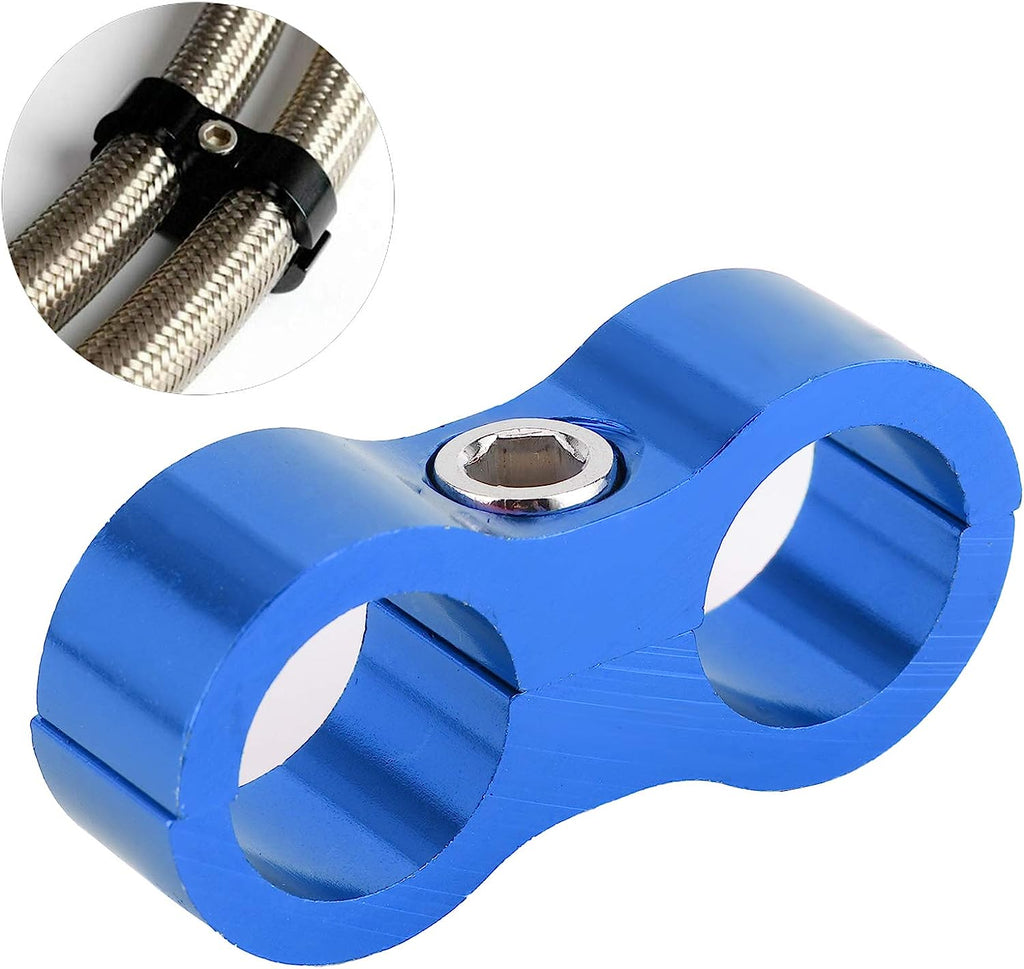 Hose Separator Clamp, 8AN Reusable Pratical Aluminum Alloy Fuel Line Separator, for Water Pipe Brake Line(Blue)