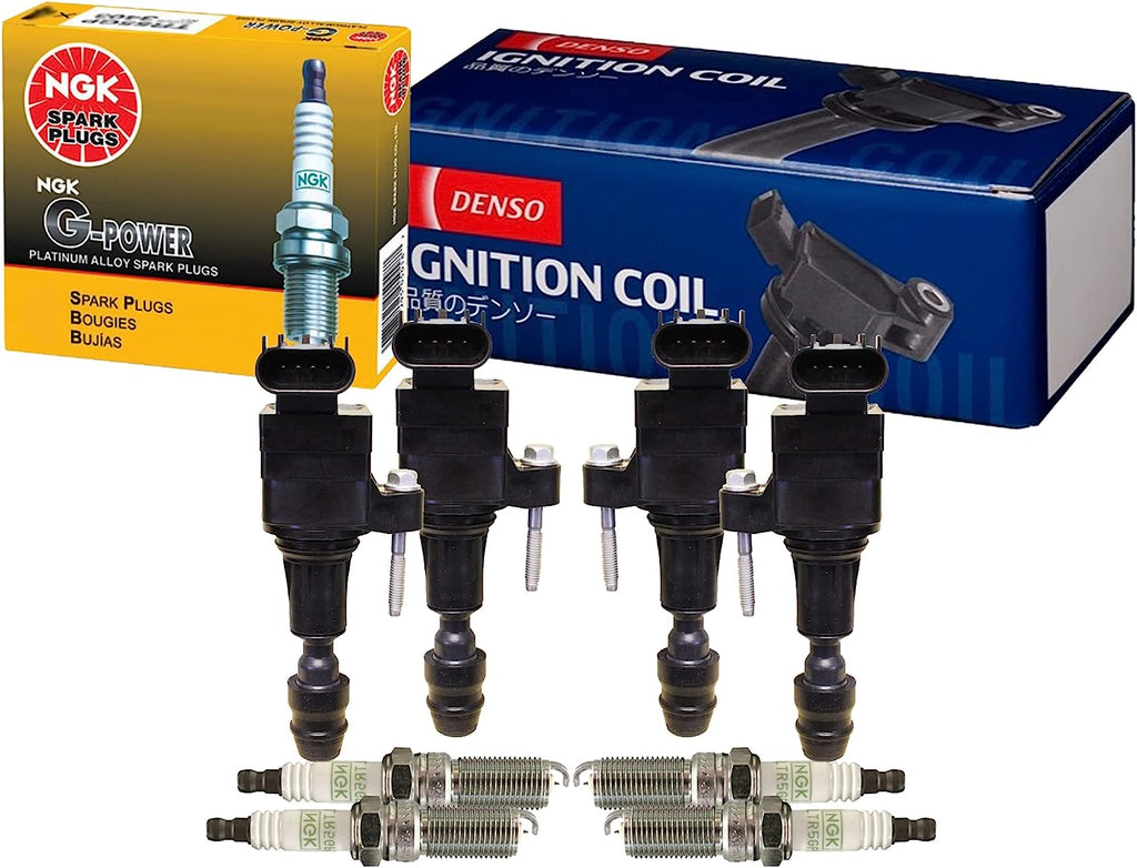 Denso 4 COP Direct Ignition Coils & NGK 4 G-Power Spark Plugs Kit for Buick Chevrolet GMC Pontiac Saturn L4 2.2 2.4 DOHC