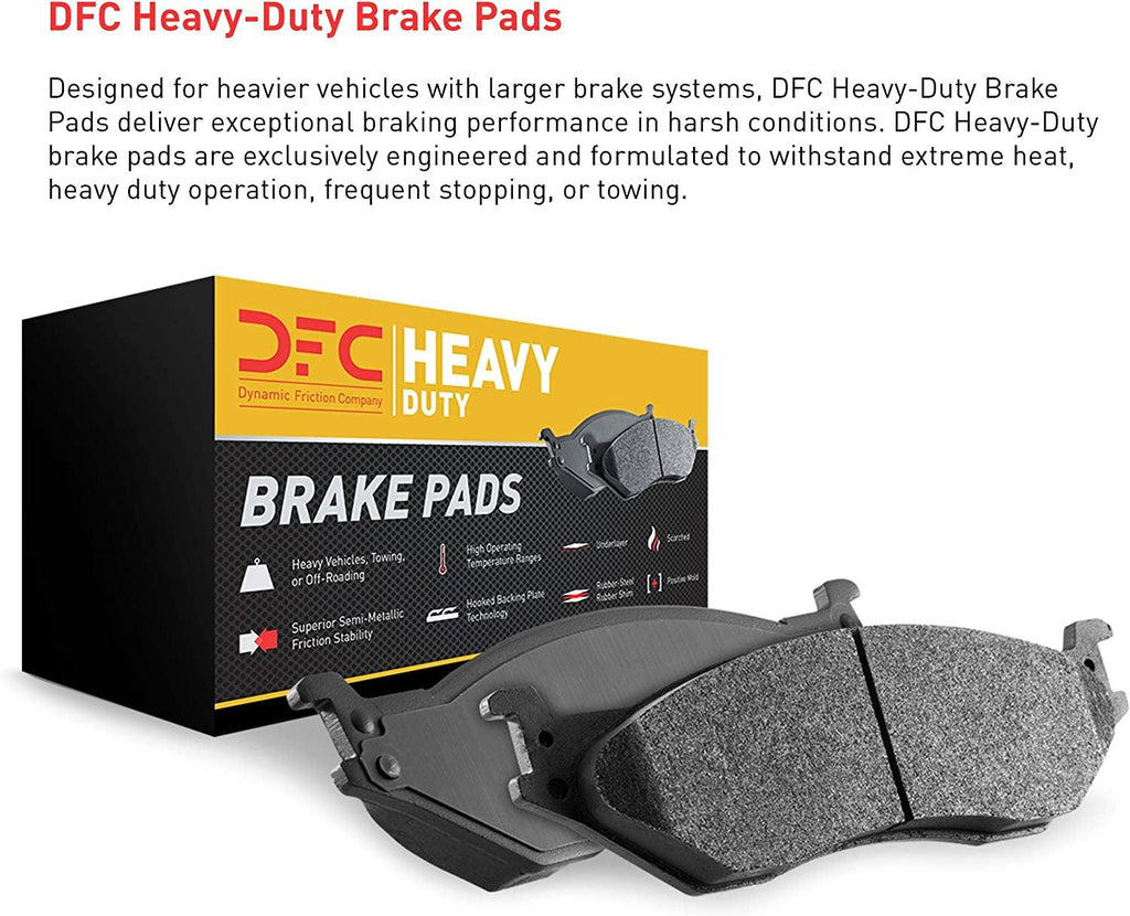 Dynamic Friction Company Front and Rear Brake Rotors Drilled and Slotted Silver with Heavy Duty Brake Pads - 7204-48153
