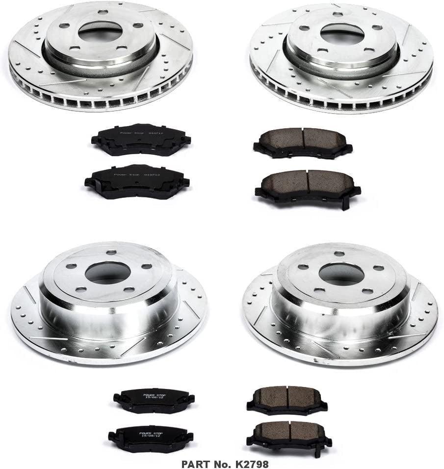 K2798 Front & Rear Brake Kit with Drilled/Slotted Brake Rotors and Z23 Evolution Ceramic Brake Pads