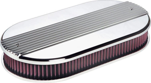 15650 Oval Ribbed Dual Quad Billet Air Cleaner