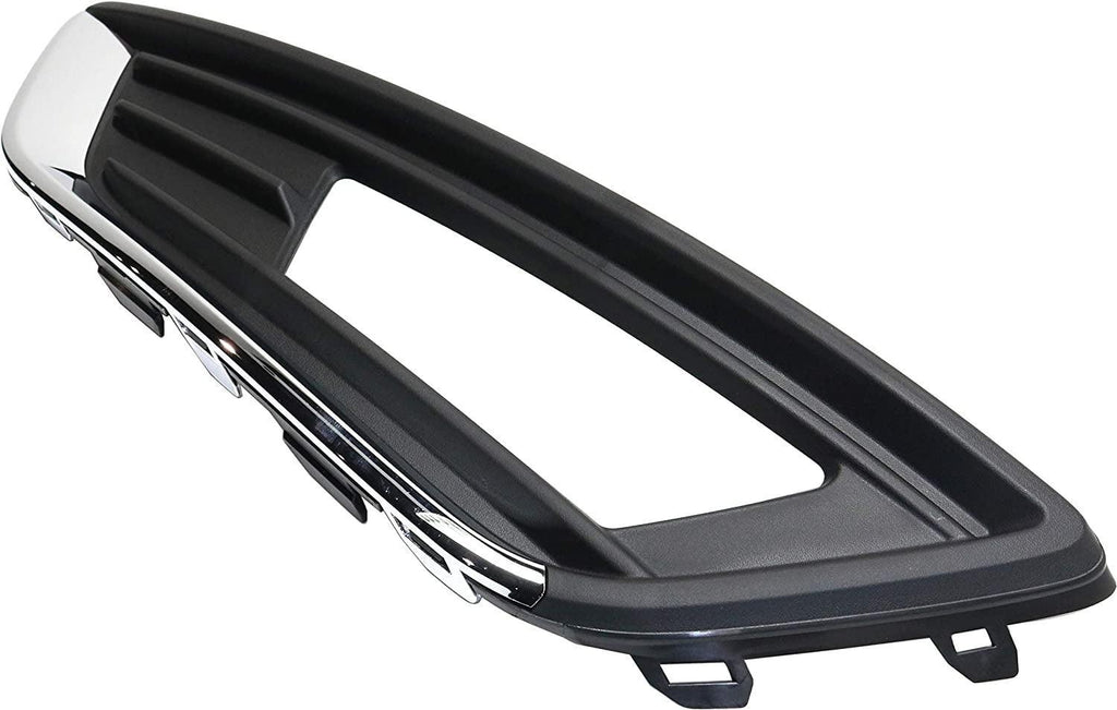 Fog Light Trim Compatible with 2015-2019 Ford Focus Black and Chrome Front, Driver Side