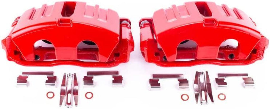 Front S5006C Pair of High-Temp Red Powder Coated Calipers