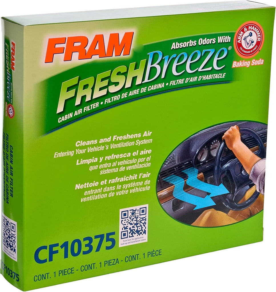 Fresh Breeze Cabin Air Filter with Arm & Hammer Baking Soda, CF10375 for Select Ford Vehicles , White