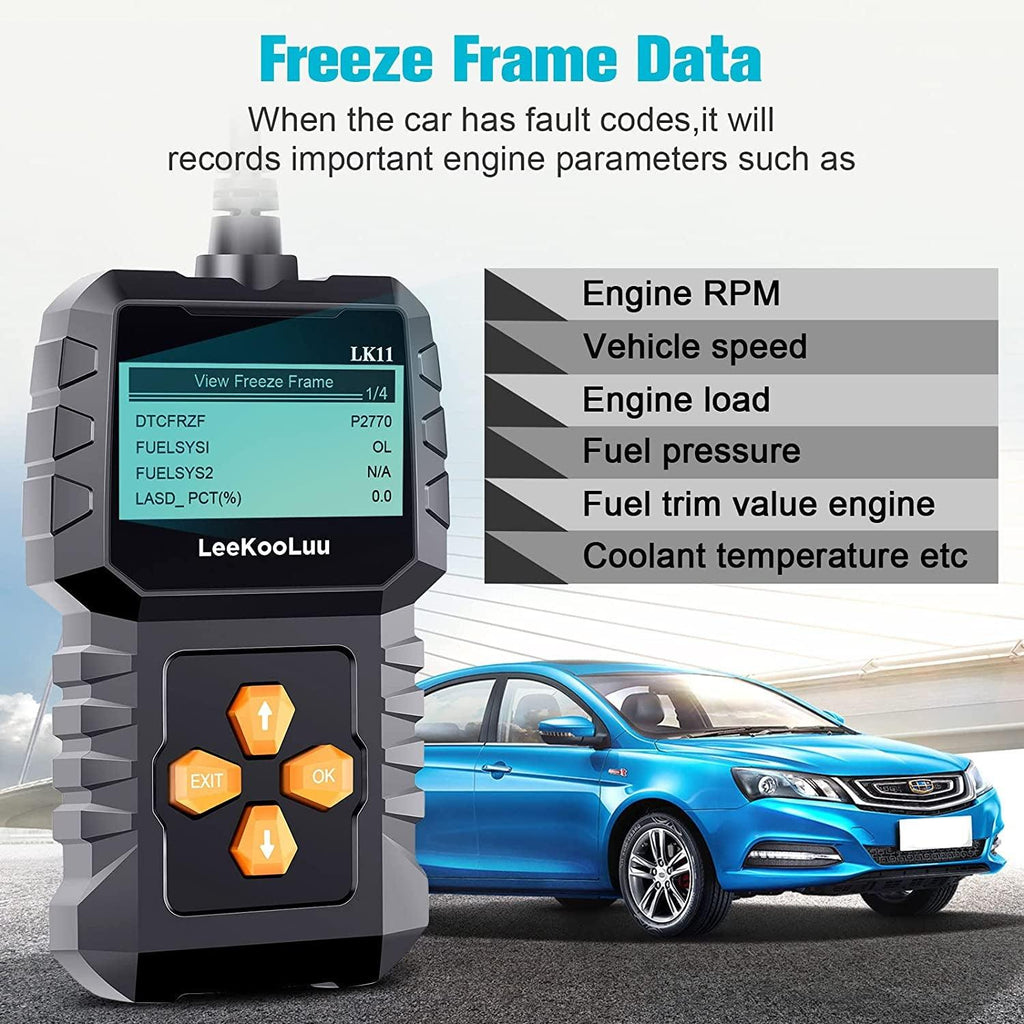 OBD2 Scanner Car Scan Diagnostic Tool Reset Clear Check Engine Code Reader for All OBD II Vehicles LK11