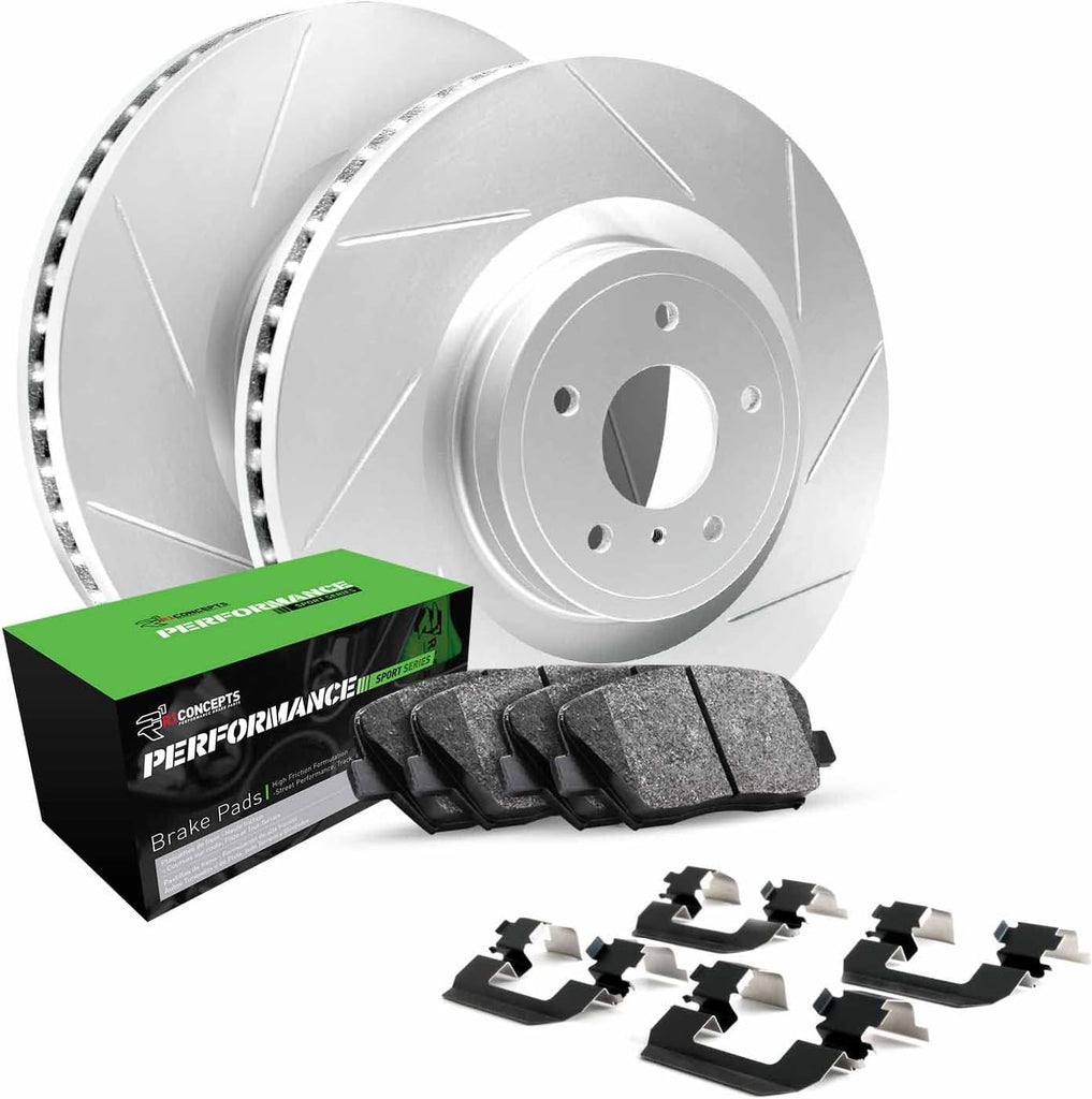 R1 Concepts Front Brakes and Rotors Kit |Front Brake Pads| Brake Rotors and Pads| Performance Sport Brake Pads and Rotors| Hardware Kit|Fits 2008-2019 Pontiac Vibe; Scion Xd; Toyota Corolla, Matrix